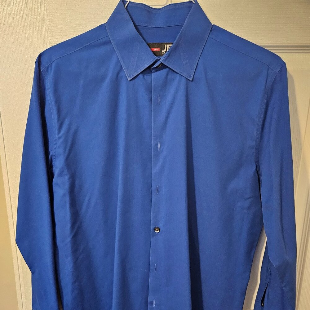 J. Ferrar Slim Large Royal Blue Button Down Shirt